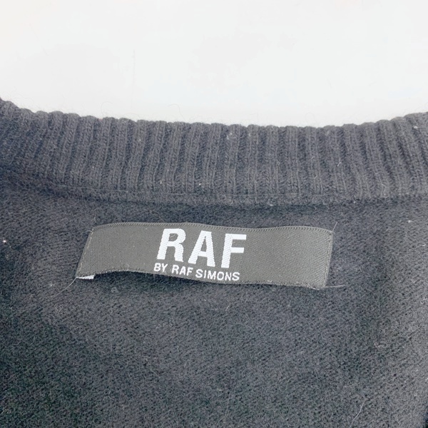 черновой bai Raf Simons . Logo вышивка длинный длина вязаный кардиган свитер шерсть мужской S размер RAF BY RAF SIMONS tops DM11214#