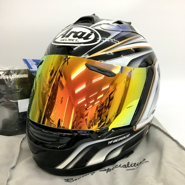 Arai RX-7 RR5 AOYAMA GP フルフェイスヘルメット 外装美品 ミラーシールド装着 Mサイズ ホワイト系 アライ バイク用品 N19029H●_画像1