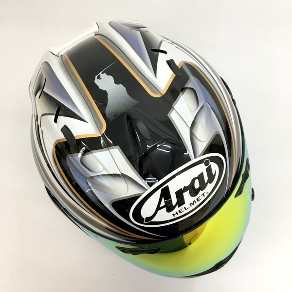 Arai RX-7 RR5 AOYAMA GP フルフェイスヘルメット 外装美品 ミラーシールド装着 Mサイズ ホワイト系 アライ バイク用品 N19029H●_画像7