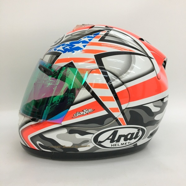 Arai RX-7 RR4 ニッキー ヘイデン ラグナ フルフェイスヘルメット ミラーシールド 内装洗濯 Mサイズ ホワイト系 アライ バイク N19027H●_画像4