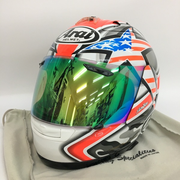 Arai RX-7 RR4 ニッキー ヘイデン ラグナ フルフェイスヘルメット ミラーシールド 内装洗濯 Mサイズ ホワイト系 アライ バイク N19027H●_画像1