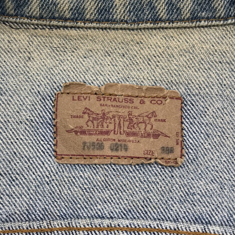 LEVIS デニムジャケット ジージャン 古着 90年代 オールド USA 赤ラベル アメカジ 38R Sサイズ相当 インディゴ リーバイス アウターA4365◆_画像6