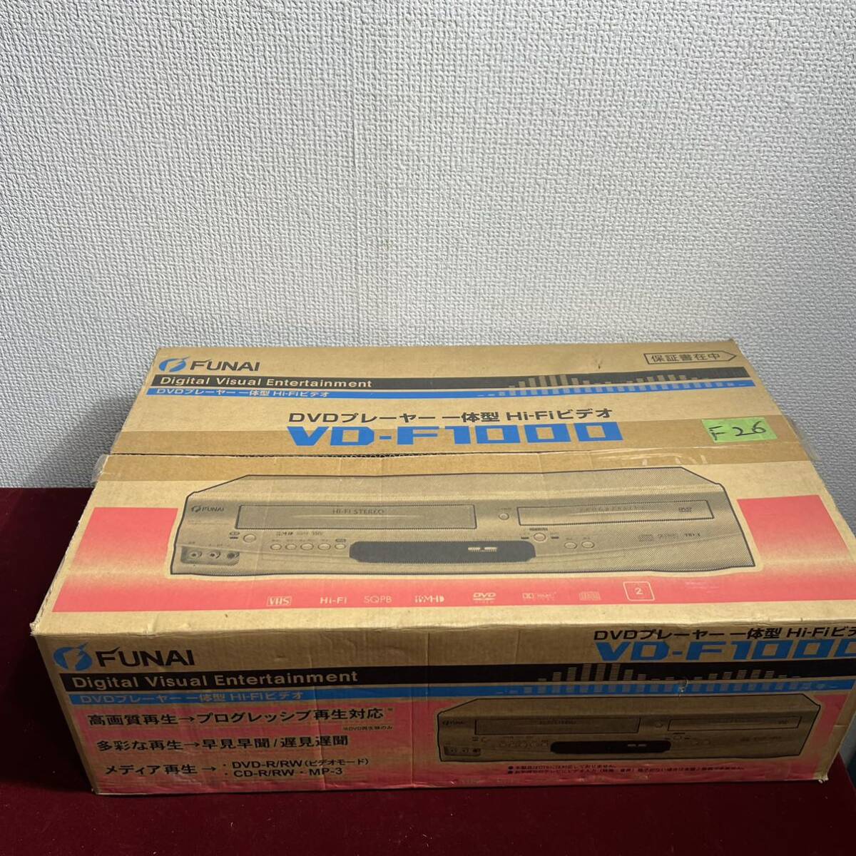 f26 A670 FUNAI VD-F1000 VHS/DVD再生デッキ 開封済み 未使用品の画像1