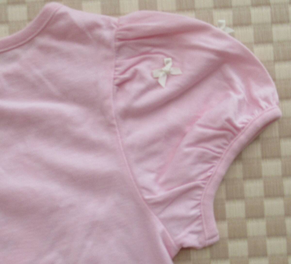 新品　タグ付き　メゾピアノ　140サイズ　ピンク　Tシャツ　リボンたっぷり　フラワーレース　夏物　子供服　キッズ　女の子　可愛い_画像6
