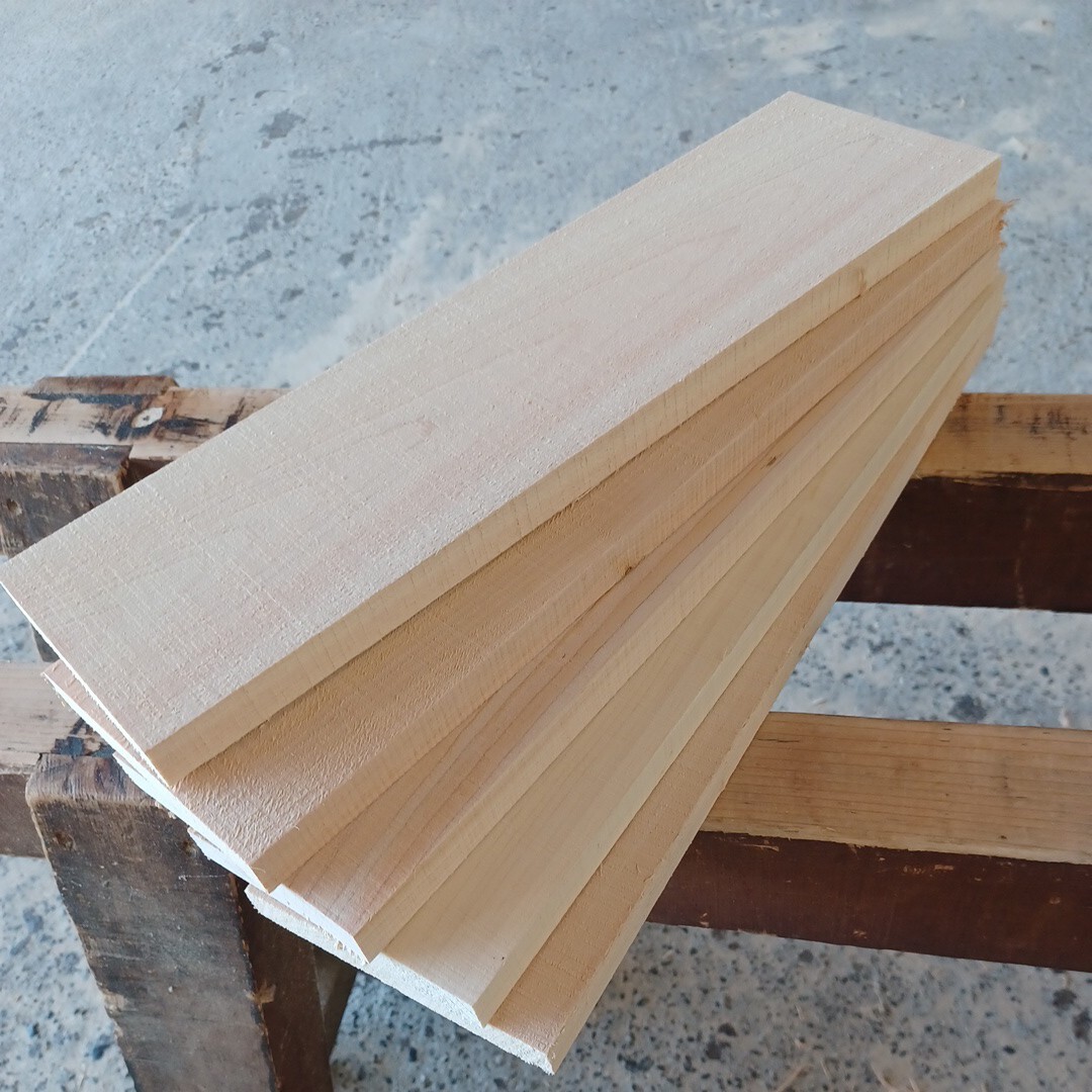 B-1620【43.8×12～13.2×2cm】国産ひのき　板　5枚セット　テーブル　棚板　看板　一枚板　無垢材　桧　檜　DIY