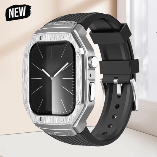 NEW model [ high quality ] high class Apple Watch stainless steel case + band black silver 8/7/6/5/4/se 44mm 45mm metallic case 