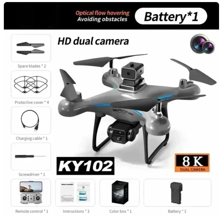 【高性能 プロ仕様】ドローン KY102 8kデュアルカメラ 2.4G Wi-Fi 航空写真360 ° 障害物回避オプティカルフロー4軸リモートコントロール_画像2