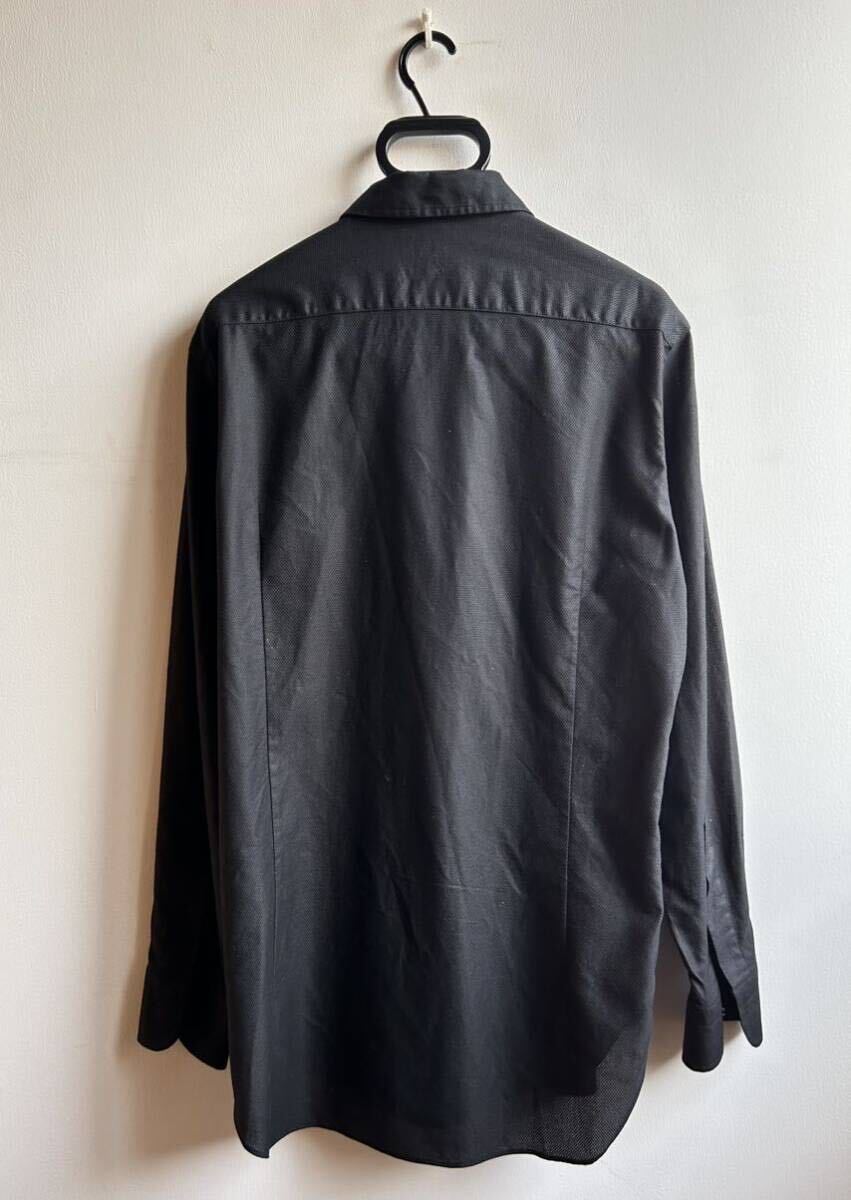 【美品】UNITED ARROWS シャツ メンズ 40 ブラック 黒 オープンカラー ボタンダウン 日本製 ユナイテッド アローズ SLIM FIT の画像3