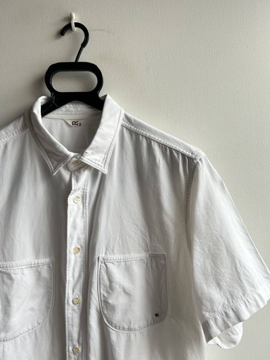 【美品】45rpm 半袖シャツ メンズ M ホワイト 白 無地 コットン100% 日本製 フォーティーファイブ_画像1