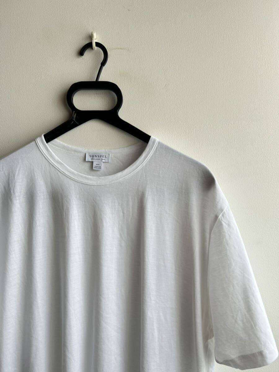 【美品】SUNSPEL カットソー Tシャツ メンズ M 白 ホワイト 無地 ワイドシルエット ENGLAND製 サンスペル_画像1