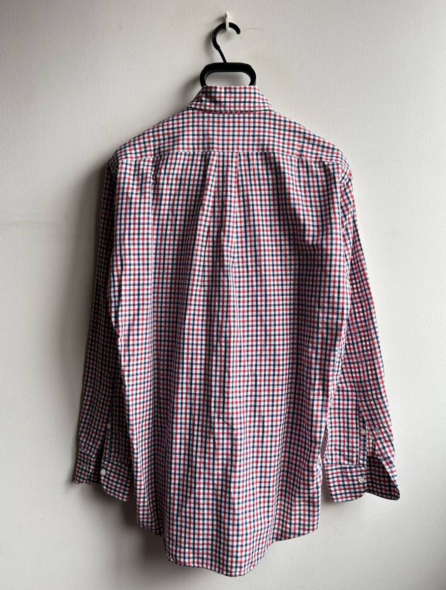 【美品】Maker's Shirt 鎌倉 シャツ メンズ 39-83 チェック 白×紺×赤 コットン リネン ボタンダウン 日本製 鎌倉シャツの画像3