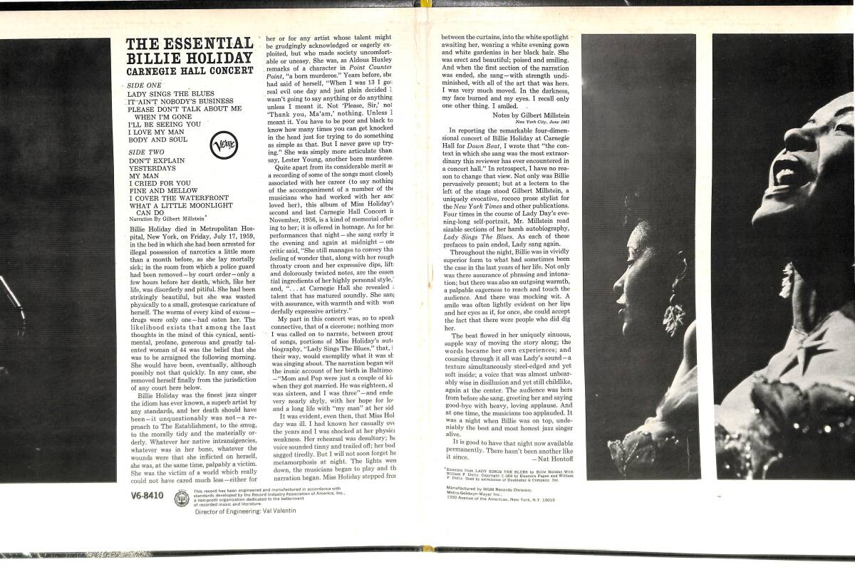 e3225/LP/米/Billie Holiday/The Essential Billie Holiday/Carnegie Hall Concertの画像2