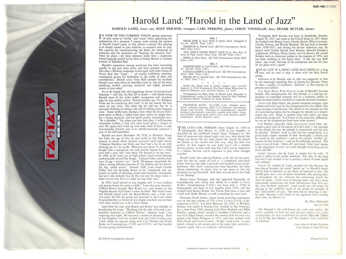 e3377/LP/米/Harold Land/Harold In The Land Of Jazz_画像2