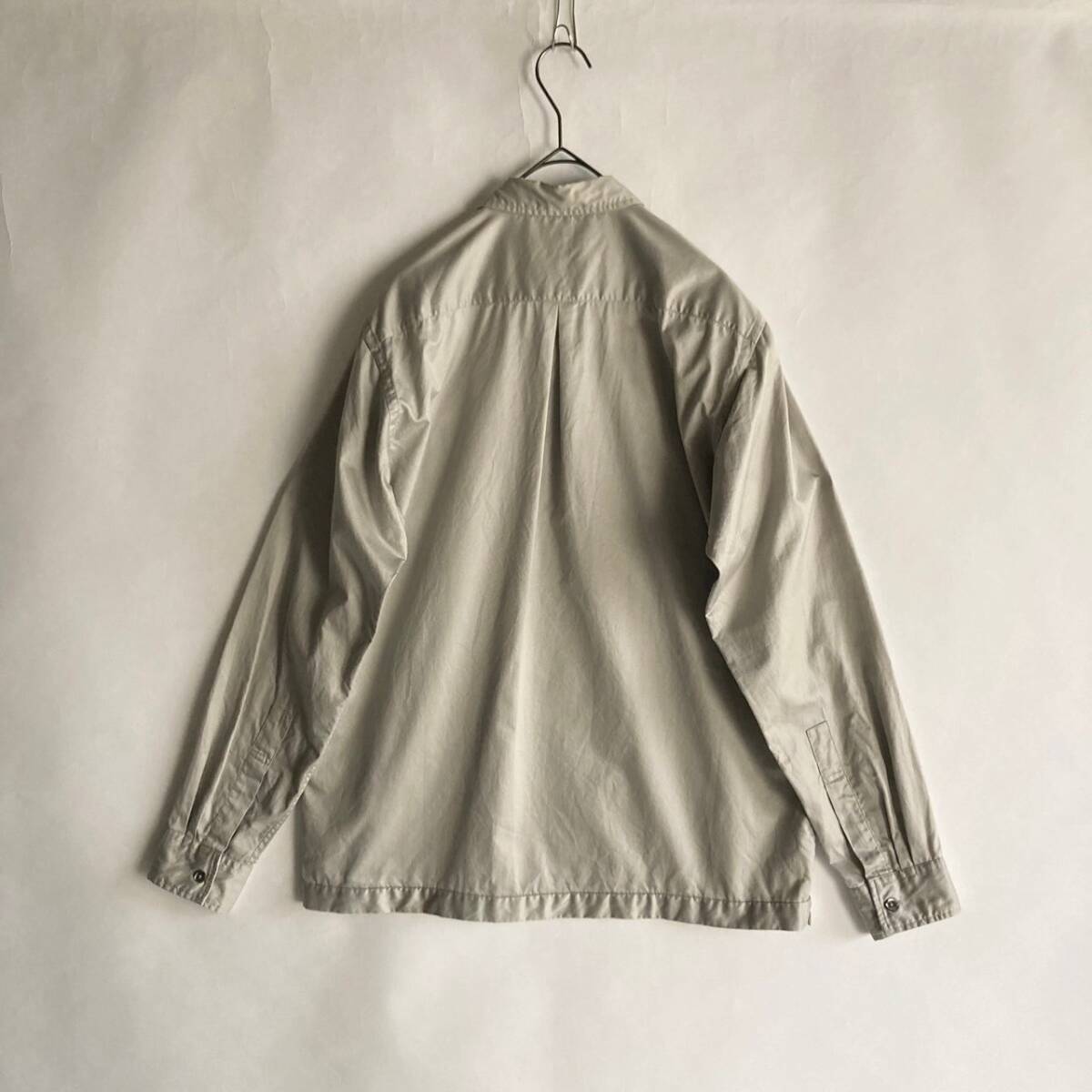 MARGARET HOWELL イギリス製 シャツ コットンツイル スタンダードカラー トップス ボックスシルエット フラップポケット グレー size S skの画像2