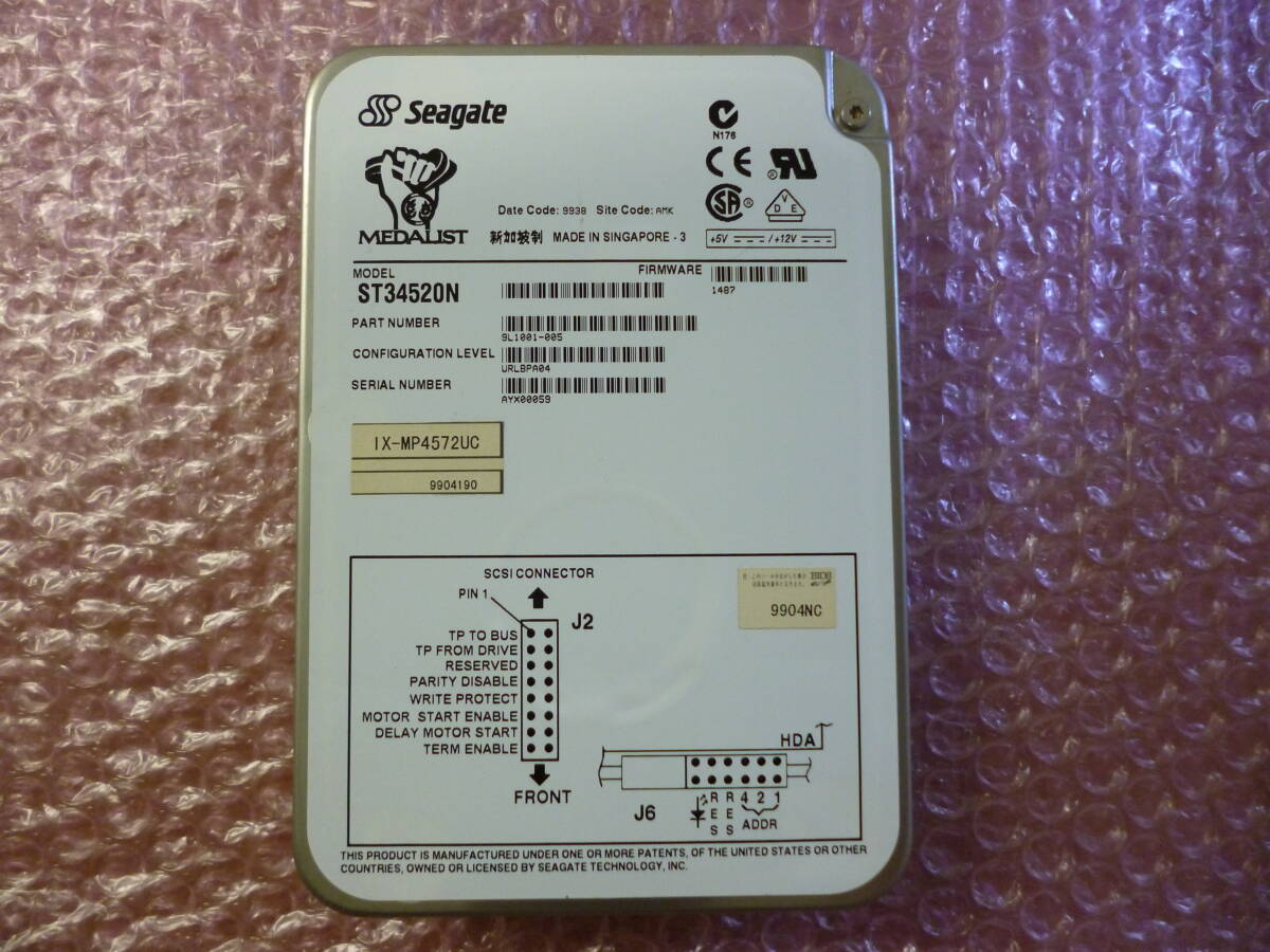 ★中古★Seagate SCSI接続 HDD 4.2GB 3.5インチ ST34520N / Mac OS 8.5入り / Apple PowerMacintosh 7500で使っていたものの画像1