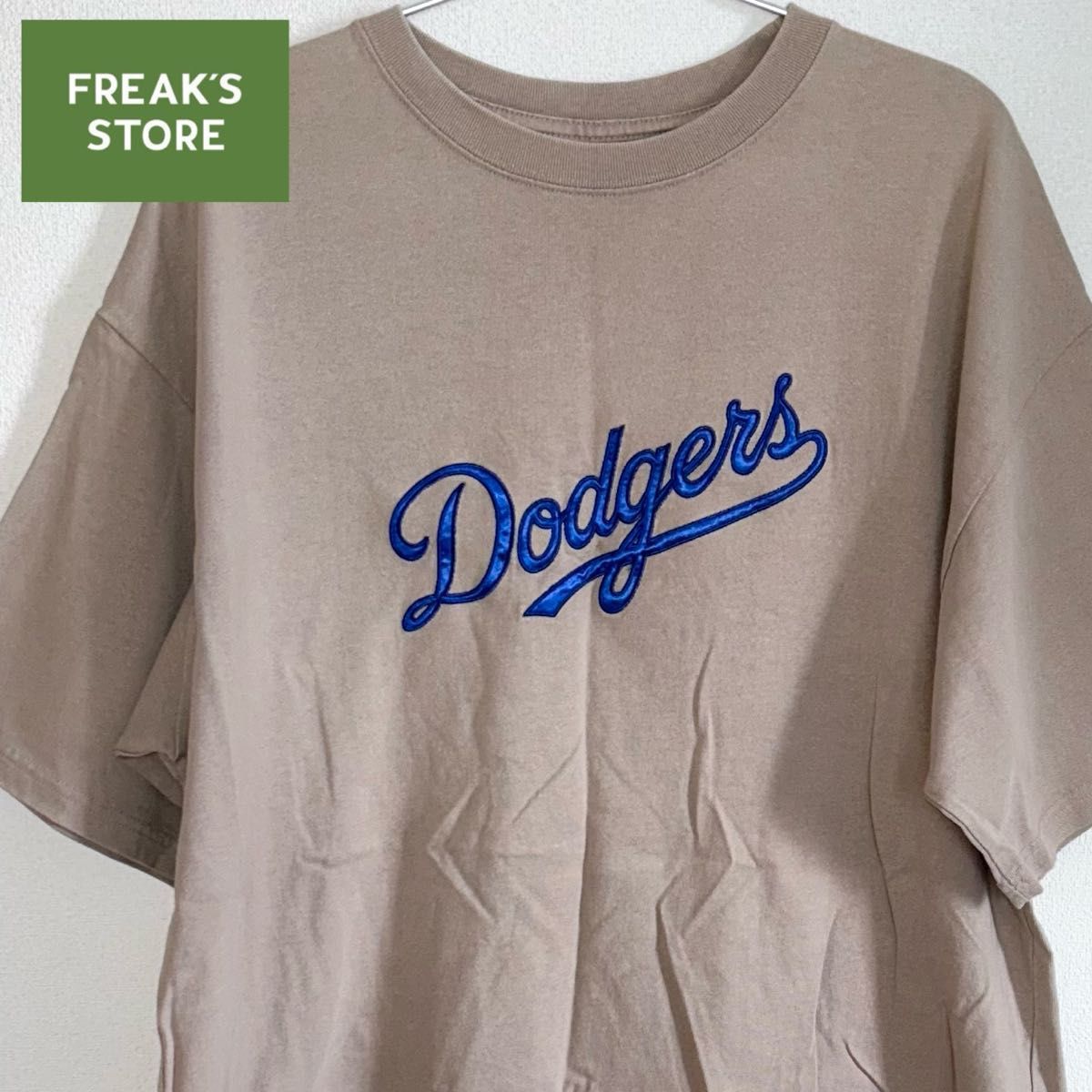 【美品】FREAK'S STORE ロサンゼルス・ドジャース LA MLB Tシャツ 半袖 Lサイズ ベージュ・ブラウン系