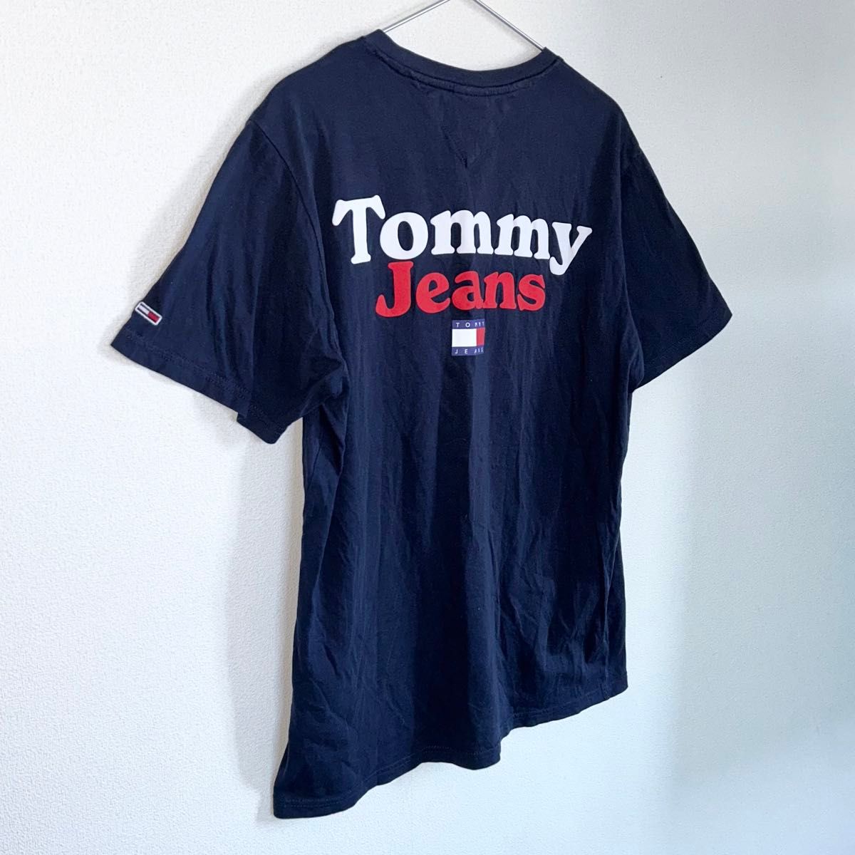 【美品】トミーヒルフィガー TOMMY HILFIGER Tシャツ 半袖 Mサイズ ネイビー ホワイト レッド