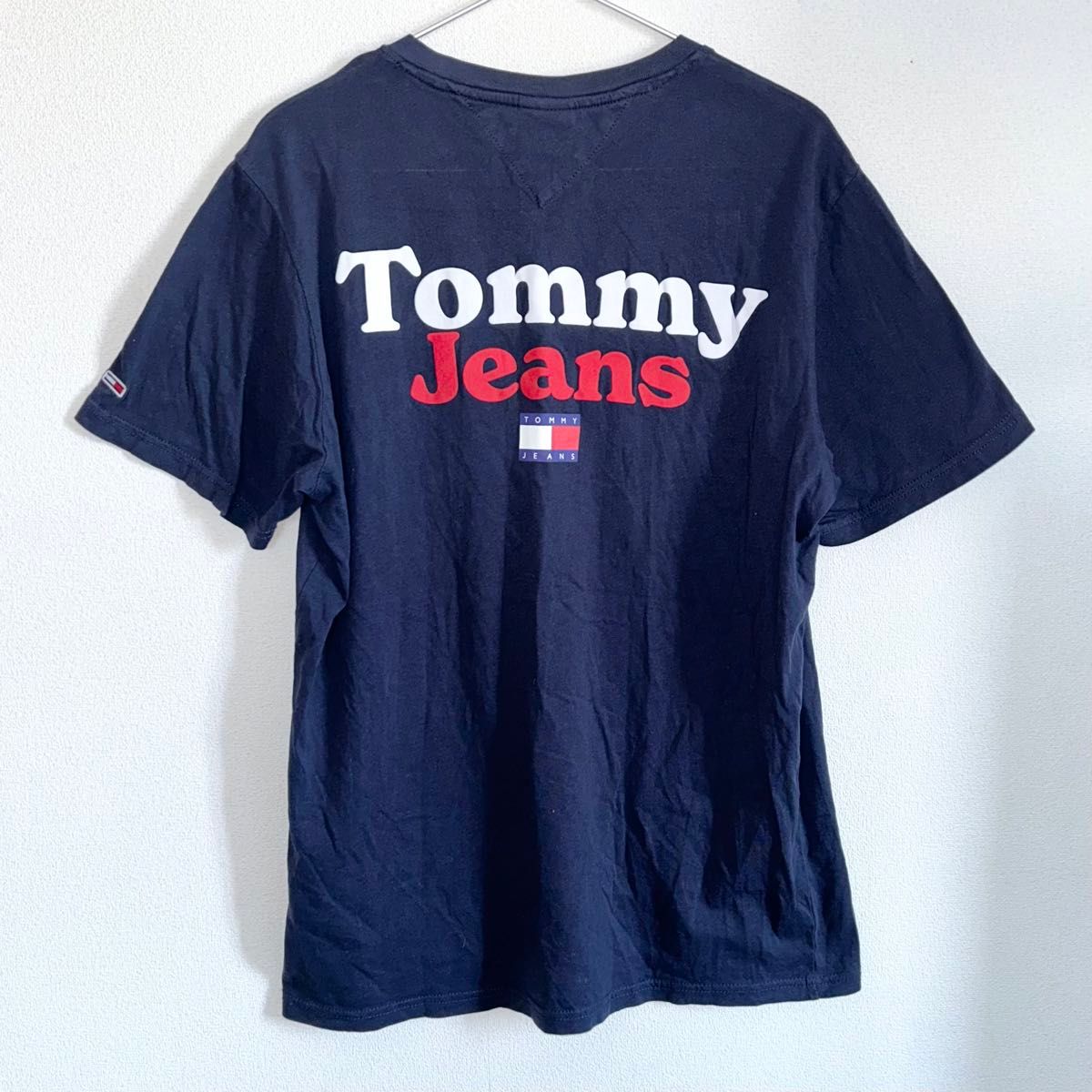 【美品】トミーヒルフィガー TOMMY HILFIGER Tシャツ 半袖 Mサイズ ネイビー ホワイト レッド