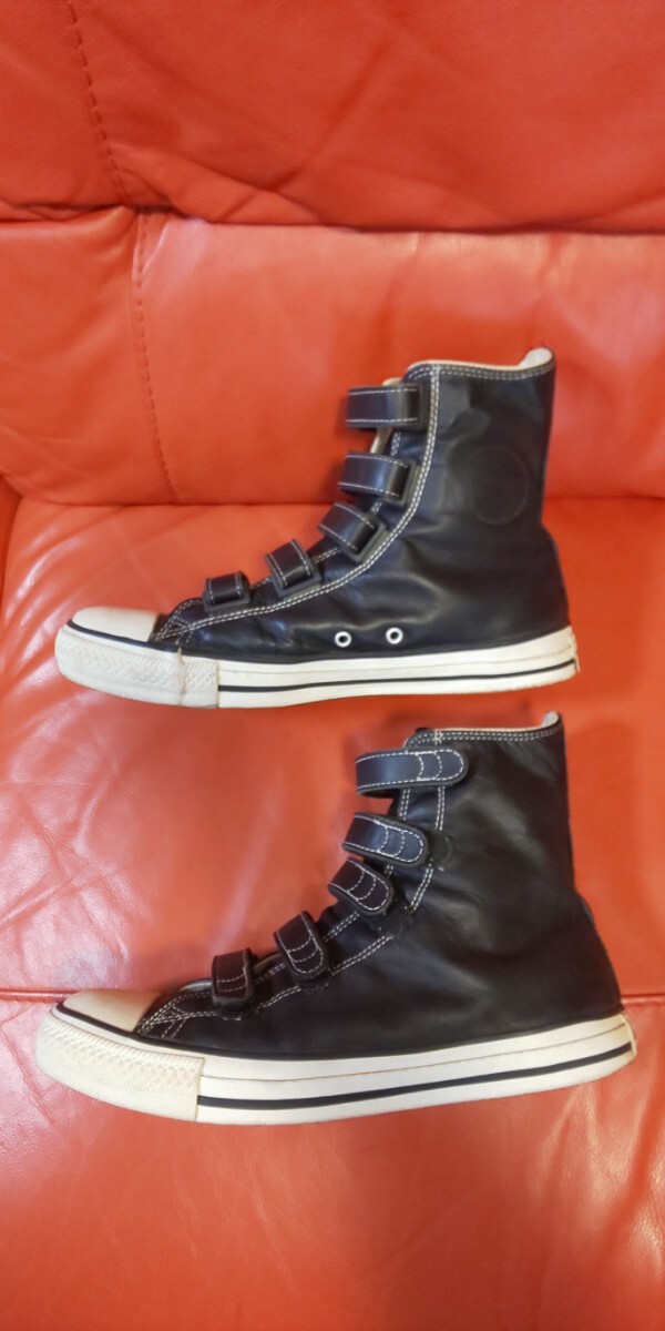 希少 CONVERSE ALL STAR V-5 HI コンバース オールスター レザー ベルクロ 黒 ブラック MADE IN USA 27.0 8 1/2