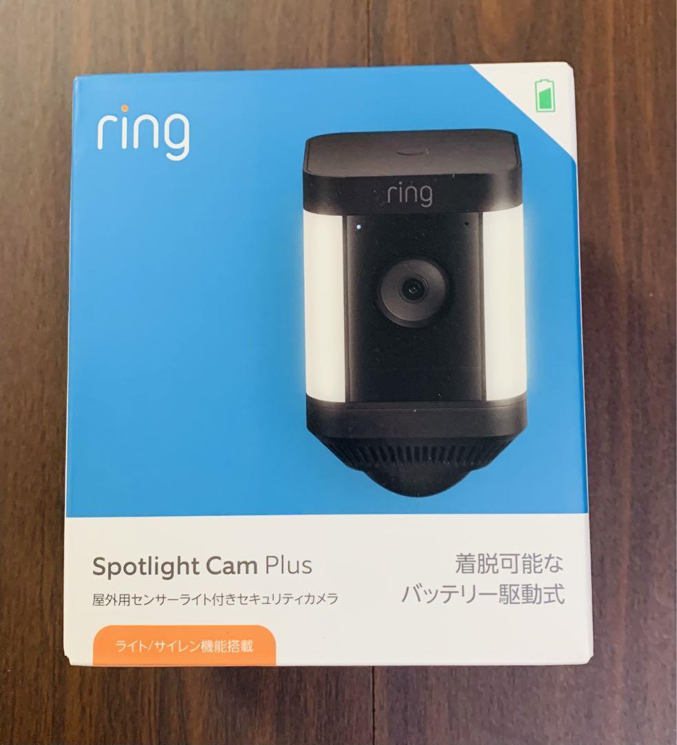 新品未使用 Ring Spotlight Cam Plus Battery リング スポットライトカム プラス バッテリーモデル ブラック センサーライト付き屋外カメラの画像1