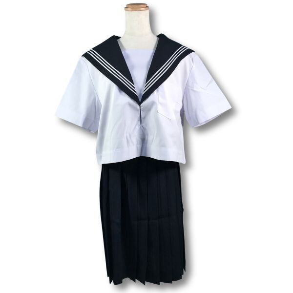 【新品未使用品】セーラー夏服上衣&おまけスカート1着★学生服*横開き*紺襟*ホワイト3ライン*白色*ホワイトボディ*170B*17号(SB170B)_画像8