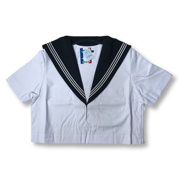 【新品未使用品】セーラー夏服上衣&おまけスカート1着★学生服*横開き*紺襟*ホワイト3ライン*白色*ホワイトボディ*165B*15号(SB165B)の画像4