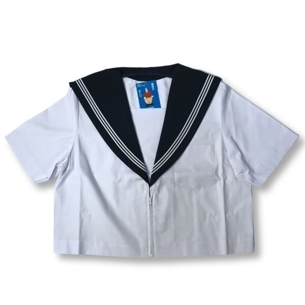 【新品未使用品】セーラー夏服上衣&おまけスカート1着★学生服*前開き*紺襟*ホワイト3ライン*白色*ホワイトボディ*170A*17号(SA170A)_画像4