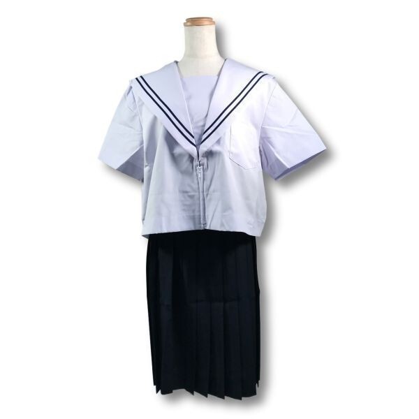 【新品未使用品】セーラー夏服上衣&おまけスカート1着★学生服*前開き*白襟*ネイビー2ライン*白色*ホワイトボディ*175B*19号(SE175B)の画像8