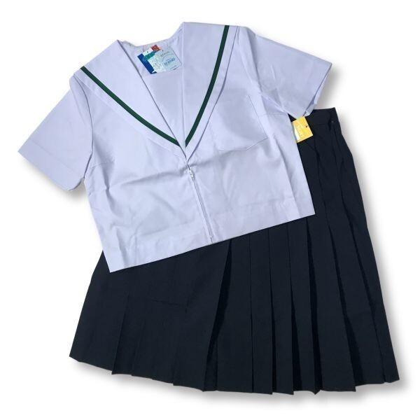 【新品未使用品】セーラー夏服上衣&おまけスカート1着★学生服*前開き*白襟*グリーン1ライン*白色*ホワイトボディ*160A*13号(SG160A)の画像7