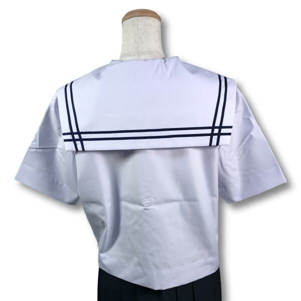 【新品未使用品】セーラー夏服上衣&おまけスカート1着★学生服*横開き*白襟*ネイビー2ライン*白色*ホワイトボディ*170B*17号(SF170B)の画像2