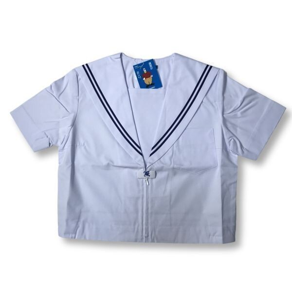 【新品未使用品】セーラー夏服上衣&おまけスカート1着★学生服*前開き*白襟*ネイビー2ライン*白色*ホワイトボディ*170A*17号(SK170A)の画像4