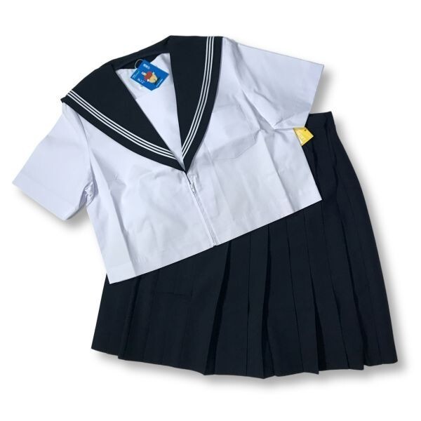 【新品未使用品】セーラー夏服上衣&おまけスカート1着★学生服*前開き*紺襟*ホワイト3ライン*白色*ホワイトボディ*175A*19号(SA19G)_画像7