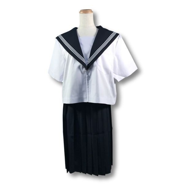 【新品未使用品】セーラー夏服上衣&おまけスカート1着★学生服*前開き*紺襟*ホワイト3ライン*白色*ホワイトボディ*175A*19号(SA19G)の画像8