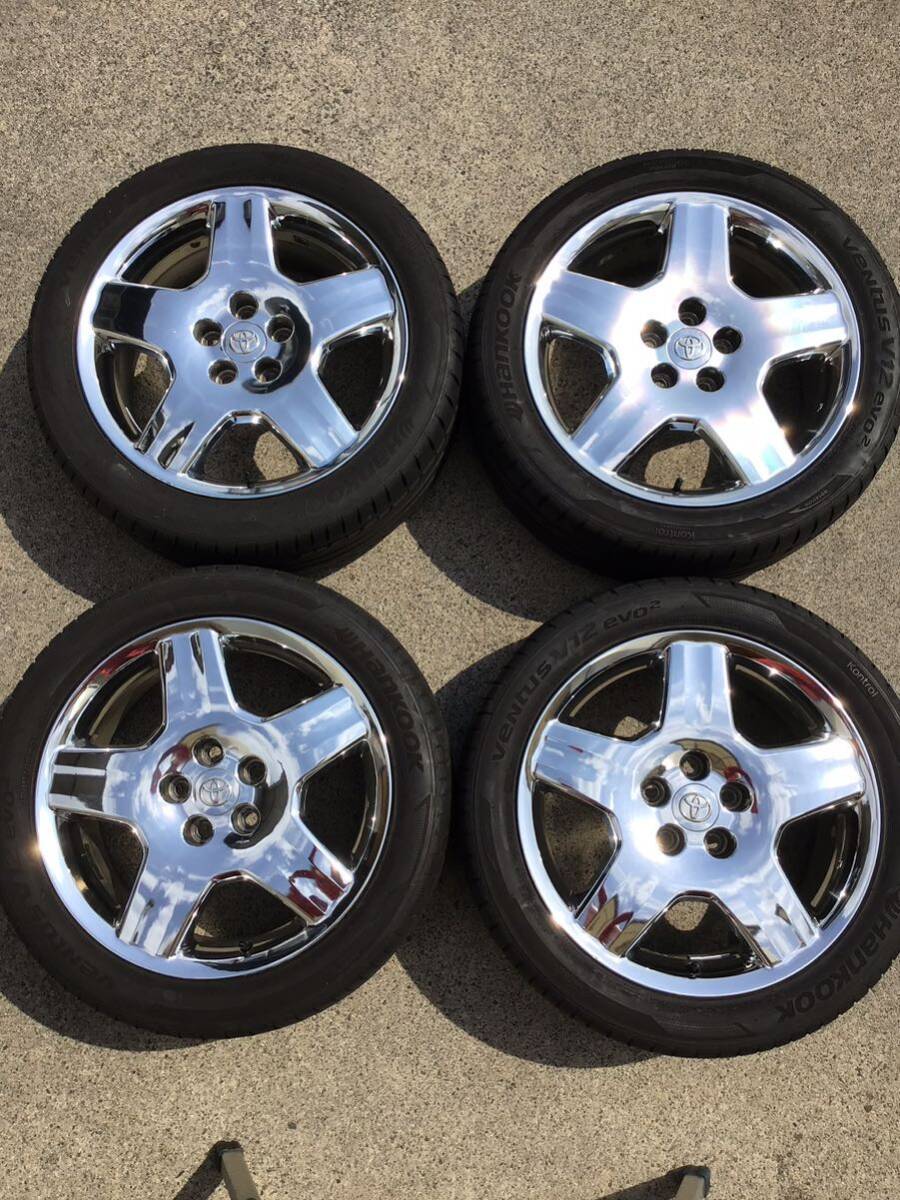 ★希少★ TOYOTA 30セルシオ ユーロ純正アルミホイールセット 18×7.5J+45 114.3-5H Hankook 245/45ZR18 中古品4本の画像1