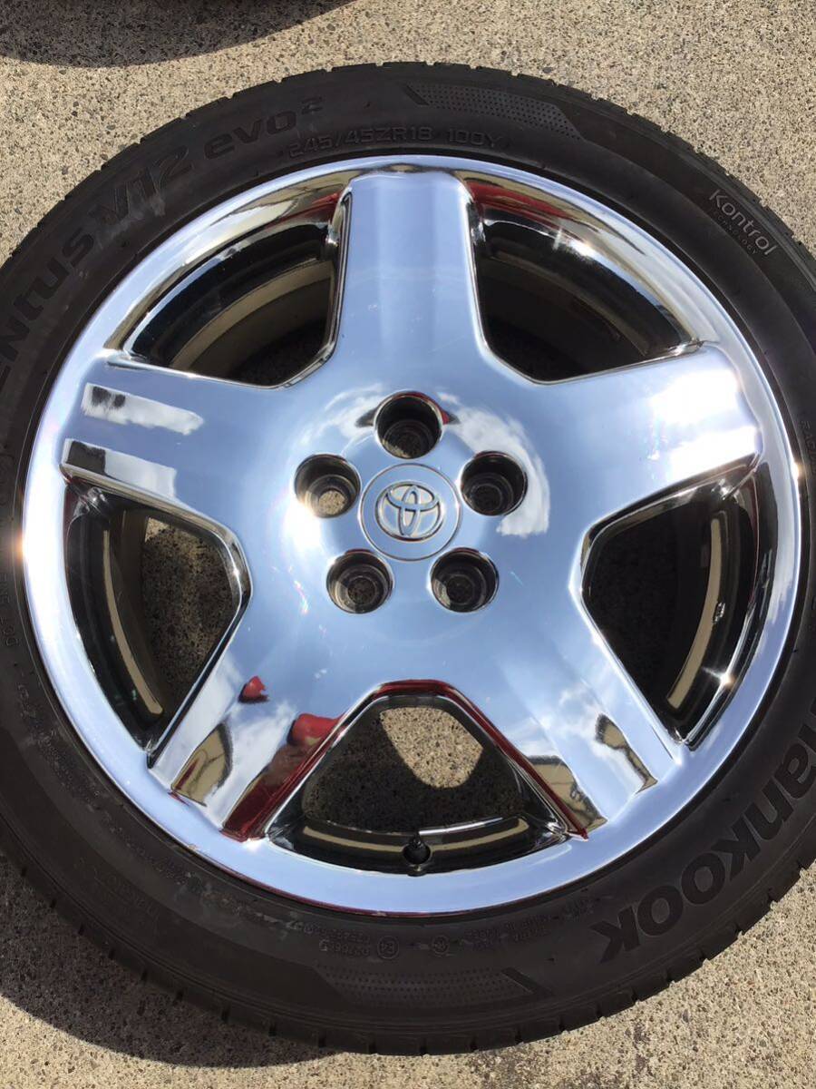 ★希少★ TOYOTA 30セルシオ ユーロ純正アルミホイールセット 18×7.5J+45 114.3-5H Hankook 245/45ZR18 中古品4本の画像2