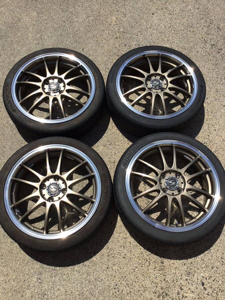 ★軽カスタム等★ S-HOLD 社外アルミホイールセット 16×5.5J+48 100-4H Hankook 165/45R16 74V 中古品4本の画像1