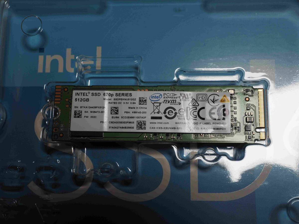 ☆★ Intel SSD M.2 2280 PCIe3.0x4,NVMe 512GB SSDPEKNU512GZX1 2個セットです!!★☆_画像2