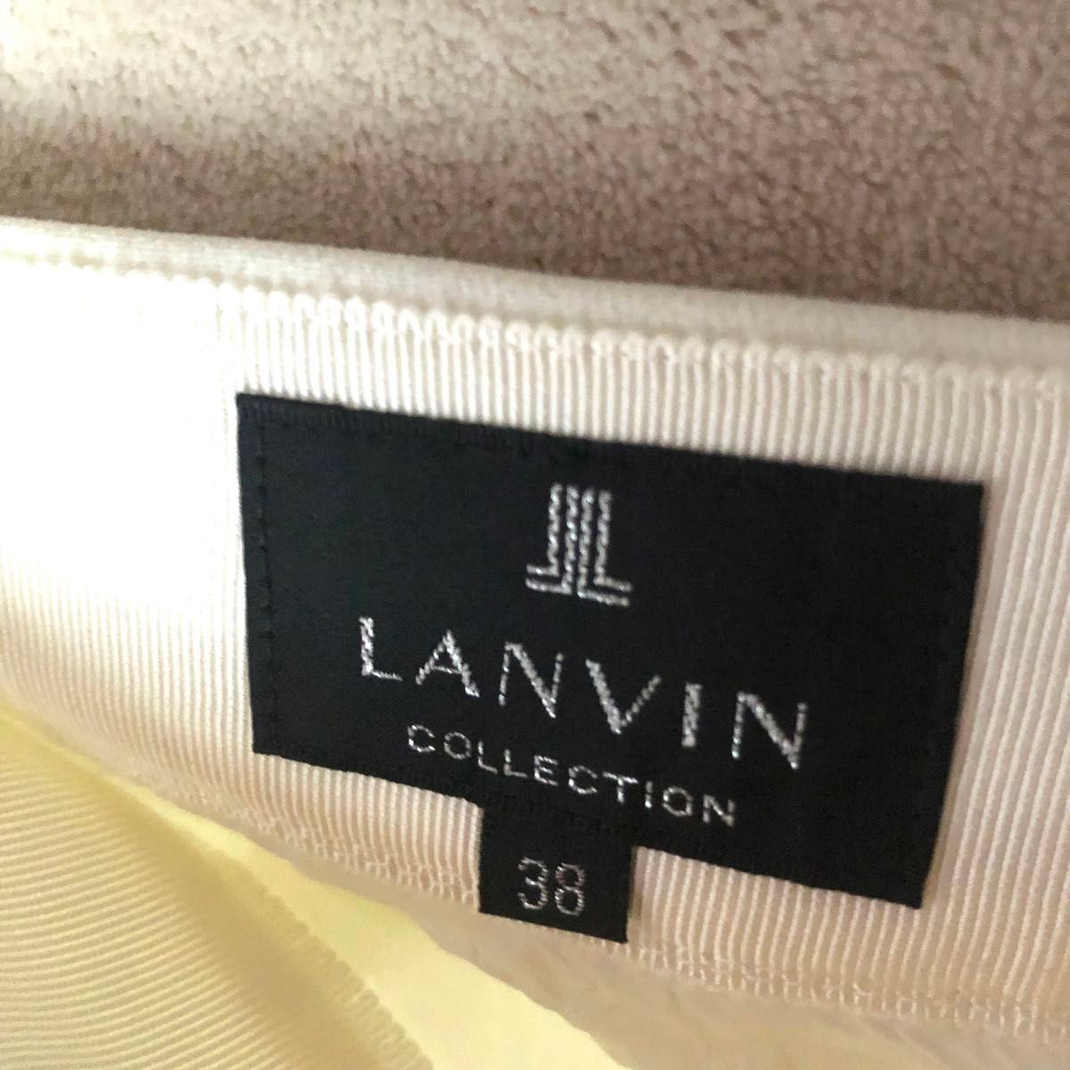 LANVIN COLLECTION ランバンコレクション ストレッチ ひざ丈 フレアスカート 38ホワイト 