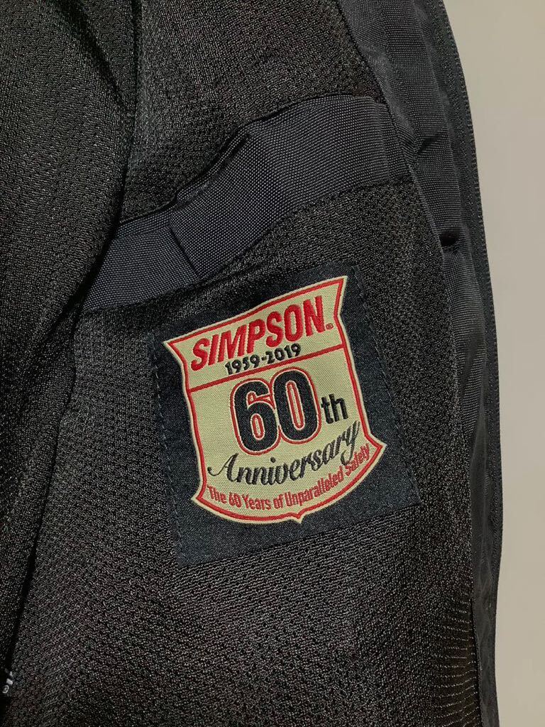 て1389 SIMPSON シンプソン 60周年 メッシュライディングジャケット ライダースジャケット LL ブラックの画像5