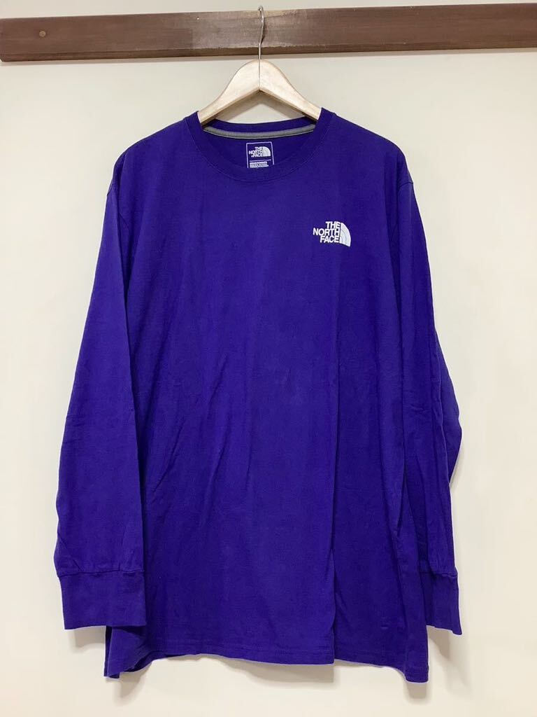 に1323 THE NORTH FACE ノースフェイス 長袖Tシャツ スクエアロゴ XL ネイビーブルー ロンT スタンダードフィット ストリート_画像2