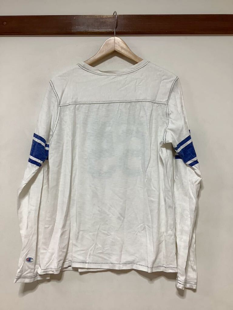 の1376 Champion チャンピオン フットボールTシャツ 長袖Tシャツ L ホワイト 復刻ランタグ アメカジ ナンバリング_画像2