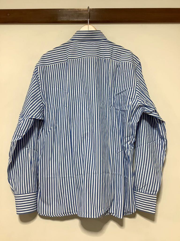の1395 TOMMY HILFIGER トミーヒルフィガー ストライプ 長袖シャツ ドラスシャツ XL ホワイト/ブルー ボタンダウン_画像2