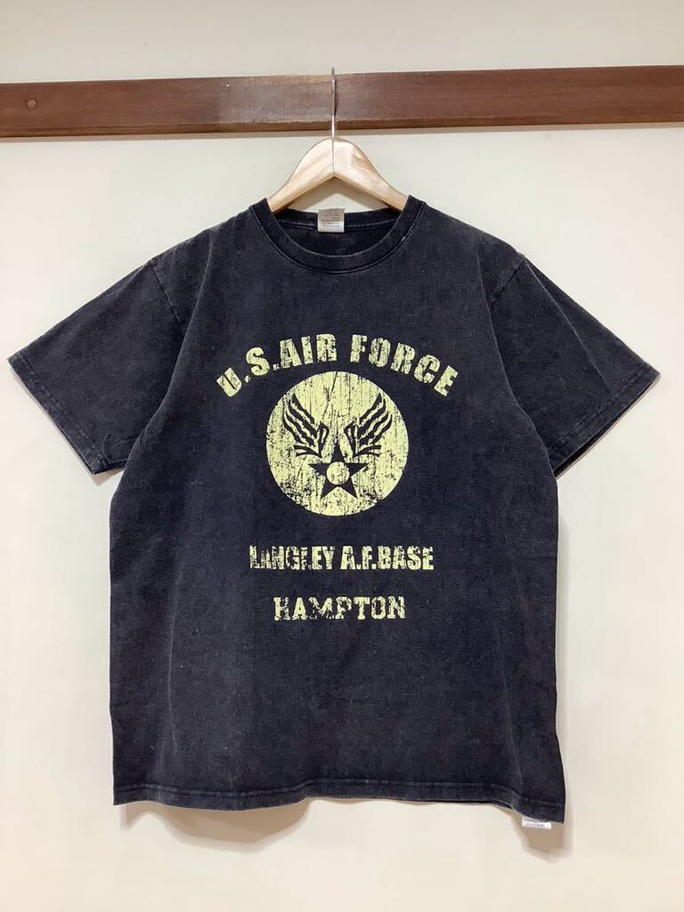 は1386 HOUSTON ヒューストン 半袖Tシャツ プリントTシャツ M ダークグレー系 U.S.AIR FORCE 古着 の画像1