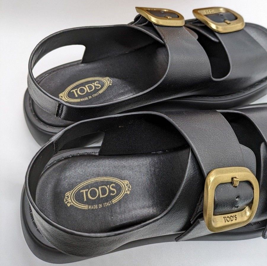 TOD'S トッズ ダブルバックルサンダル BLACK 黒 レザーサンダル TOD'S トッズ ダブルバックルサンダル BLACK 黒 レザーサンダル