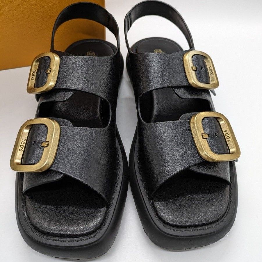 TOD'S トッズ ダブルバックルサンダル BLACK 黒 レザーサンダル TOD'S トッズ ダブルバックルサンダル BLACK 黒 レザーサンダル