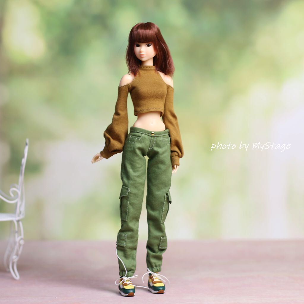 人形服msdr-24-135 バルーンスリーブ肩だしTシャツとカーゴパンツ（momoko、ジェニー、MISAKI、OBITSUボディ）の画像1
