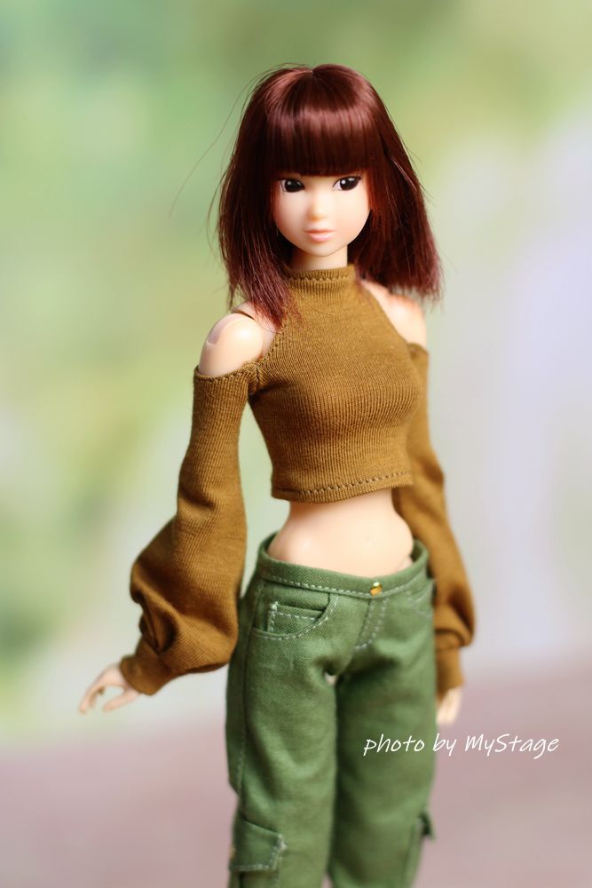 人形服msdr-24-135 バルーンスリーブ肩だしTシャツとカーゴパンツ（momoko、ジェニー、MISAKI、OBITSUボディ）の画像3