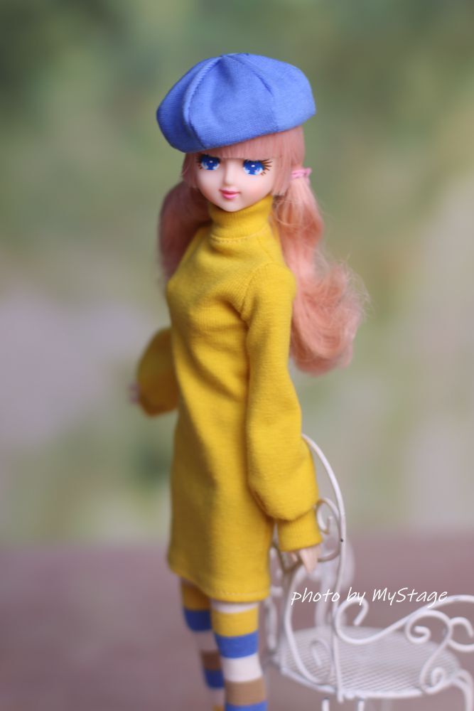 人形服msdr-24-142　黄色いバルーンスリーブワンピース3点セット　（momoko、MISAKI、ジェニー、SAJボディ、OBITSUボディ）_画像4
