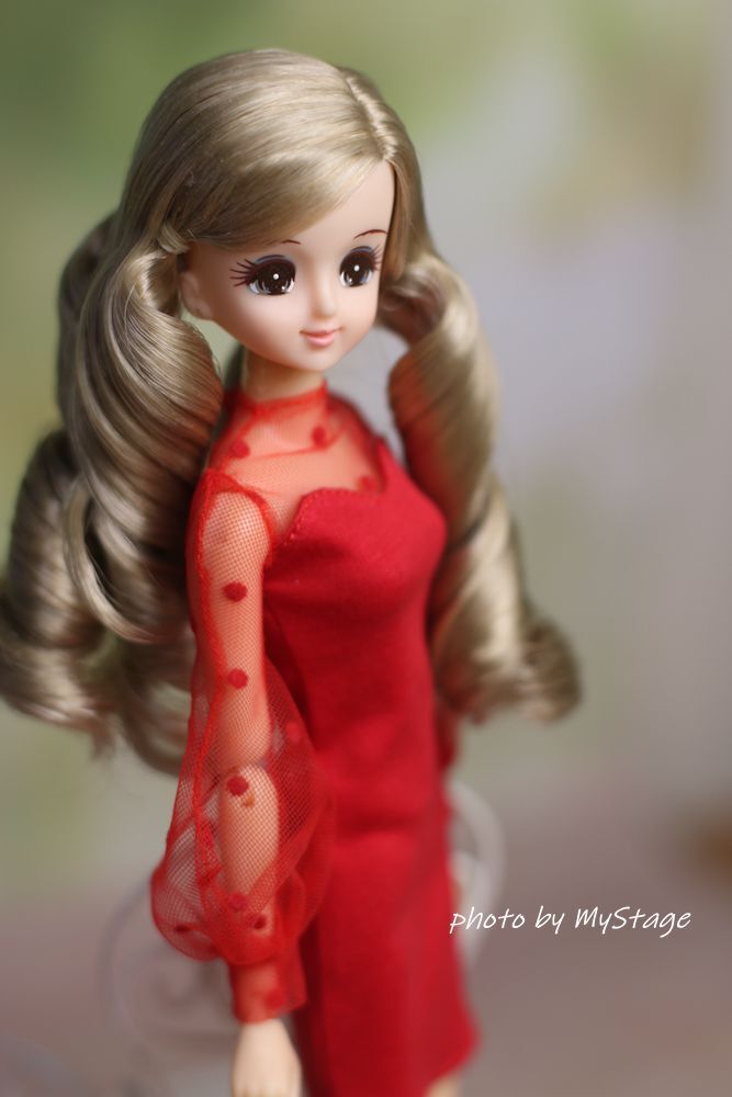 人形服msdr-24-145赤バルーンスリーブタイトワンピース （momoko、ジェニー、SAJボディ、OBITSUボディ）の画像6
