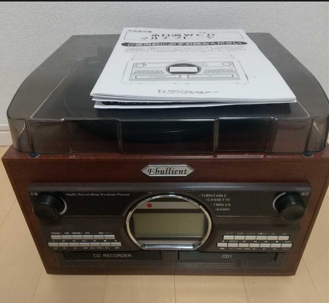 説明書リモコン付 木目調 WCDコピー マルチプレイヤー TS-6160 レコード カセットテープ CD ラジオの画像1